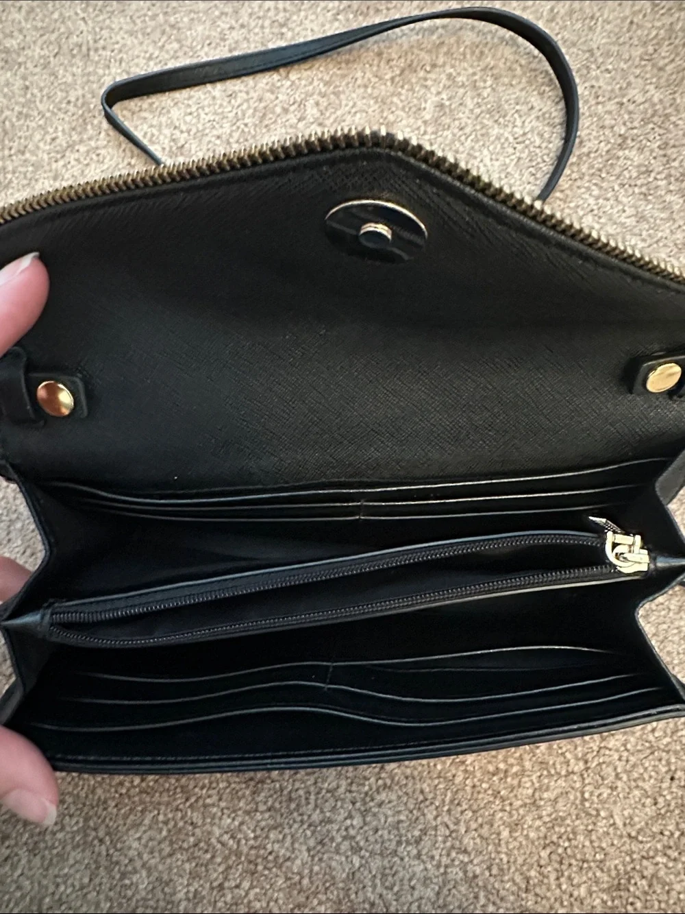 Rebecca Minkoff Black Envelope Crossbody with Gold Chain - Picture 6 of 12